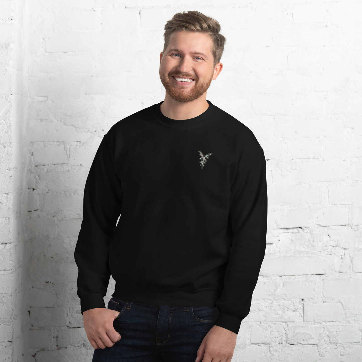 Unisex Embroidered Sweatshirt Alocasia Nobilis variegated