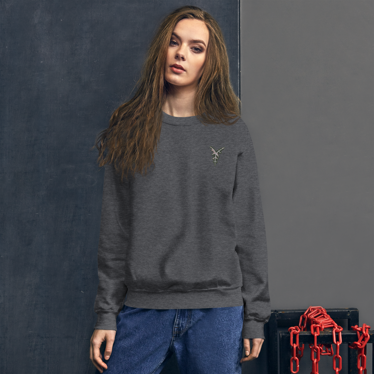 Unisex Embroidered Sweatshirt Alocasia Nobilis variegated