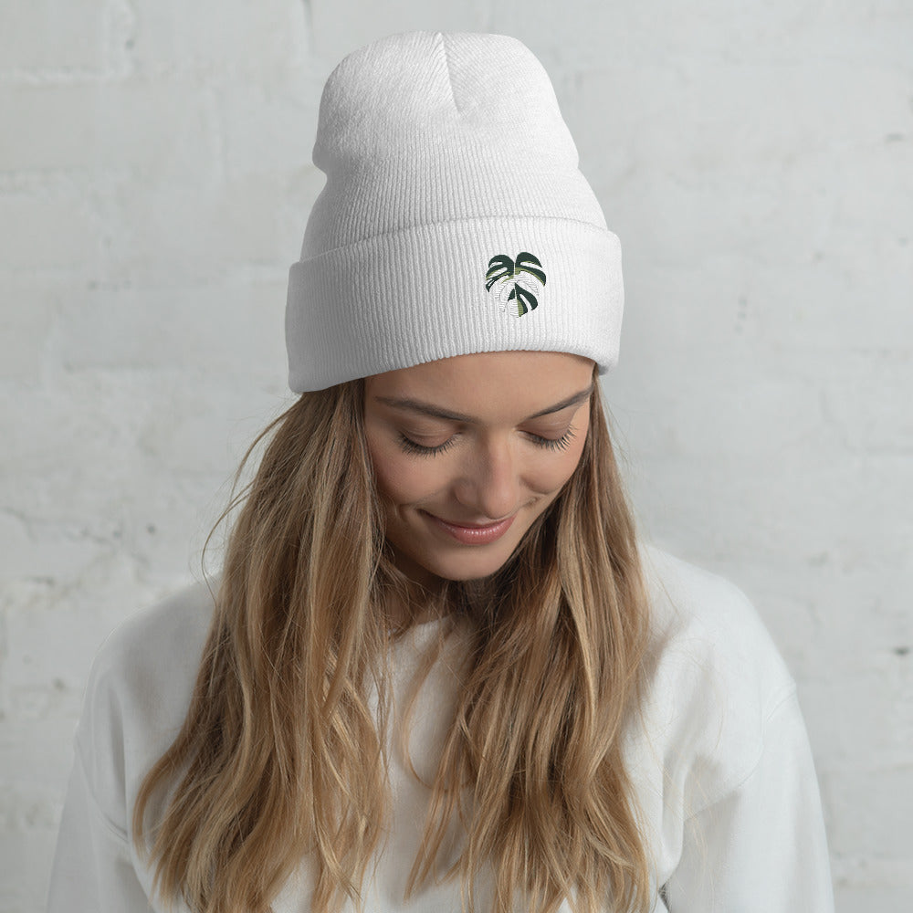 Embroidered Beanie - Monstera Albo