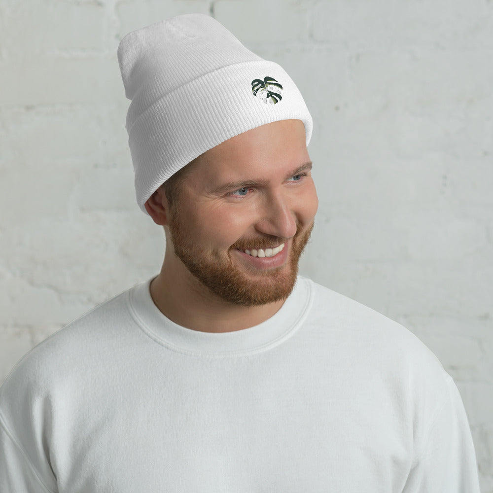 Embroidered Beanie - Monstera Albo